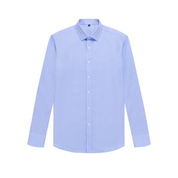 笙谷 男士浅蓝细斜100%棉成衣免烫长袖商务衬衫，XGSGND2002-42