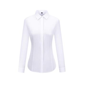 笙谷 女士白细斜100%棉100支双股成衣免烫长袖商务衬衫，XGSLVD2031-36