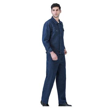 笙谷 纯棉加厚牛仔服套装，蓝色牛仔工作服，XGDX04-2XL
