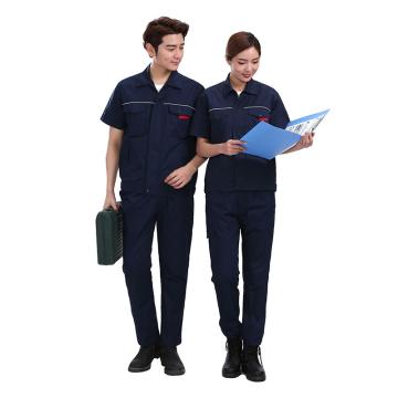 笙谷 全棉短袖多色工作服套装，藏青色，XGF2-M