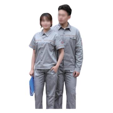 雅姿坊 夏季短袖防静电工作服，浅灰色带反光条，2021YZF6002短袖-180