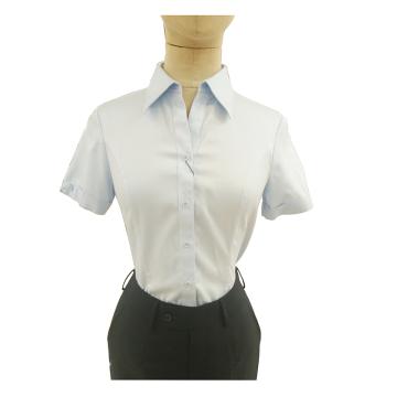乔治白 女士短袖衬衫，1.01.1541-155/80A，全棉 蓝色