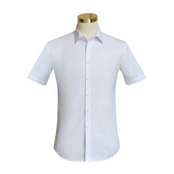 希努尔 男式短袖白色衬衫，100%棉（成衣免烫），165/80A-185/112C