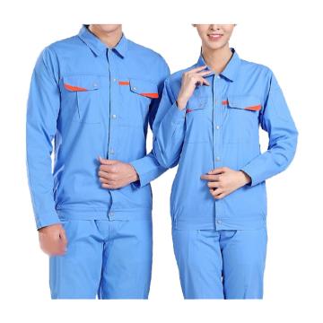 蓝士 夏季工作服套装，100%全棉，天蓝色，175（同款20套起订）