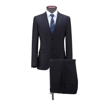 海纳维尔 男士黑色平驳领单排二粒扣西服+西裤套装，羊绒面料，全里布设计，定制