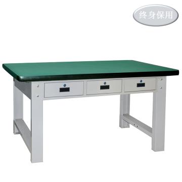 Raxwell 重型工作台，尺寸(长*宽*高mm):1500*750*800(台面厚50mm)三横抽，RHTD0004(不含安装)