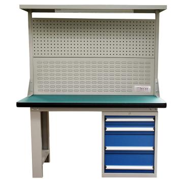 Raxwell 重型工作台，带挂板组 带灯 尺寸(长*宽*高mm):1500*750*1800(台面厚50mm)四抽边柜