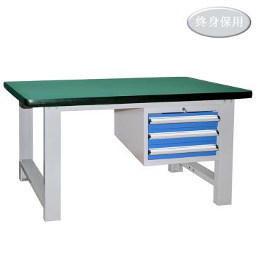 Raxwell 重型工作台，尺寸(长*宽*高mm):1500*750*800(台面厚50mm)三吊抽，RHTD0010(不含安装)
