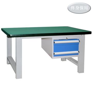 Raxwell 重型工作台，尺寸(长*宽*高mm):1500*750*800(台面厚50mm)二吊抽，RHTD0007(不含安装)