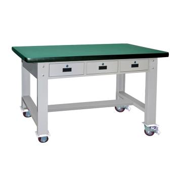 Raxwell 带脚轮重型工作台，1500L*750D*950Hmm(台面厚50mm)三横抽，RHTD0036 不含安装