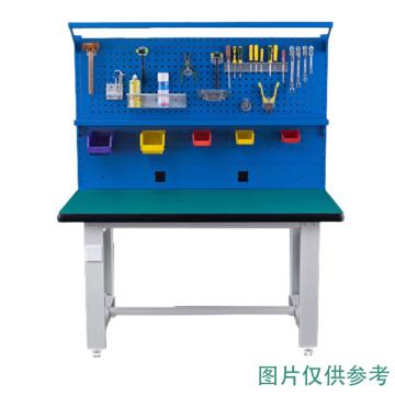 盛悦欣美 重型工作台，绿色防静电台面，1200L*750D*800Hmm，带920方孔+百叶+电器板+灯架+棚板