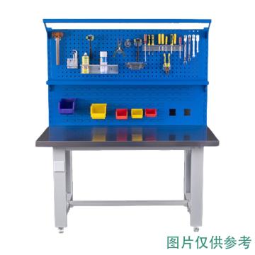 盛悦欣美 重型工作台，不锈钢台面，1500L*750D*800Hmm，带920方孔+百叶+灯架+棚板+插座
