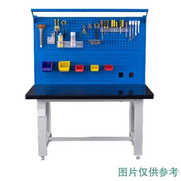 盛悦欣美 重型工作台，3mm钢板台面，1200L*750D*8003mm，带920方孔+百叶+插座+灯架
