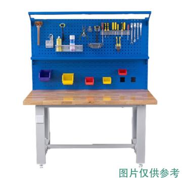 盛悦欣美 重型工作台，榉木台面，1500L*750D*800Hmm，带920方孔+百叶+灯架+棚板+插座