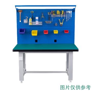 盛悦欣美 重型工作台，绿色防静电台面，1500L*750D*800Hmm，带920方孔+百叶+电器板+灯架