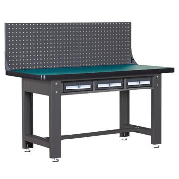 锴源 重型工作台，复合桌面，工业灰，平三抽，单挂板，尺寸（mm）:2100*750*1250
