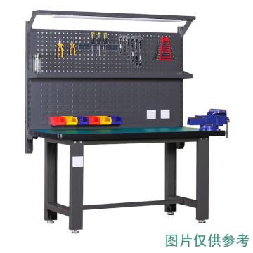 锴源 重型工作台，复合桌面，工业灰，双挂板，尺寸（mm）:2100*750*1720