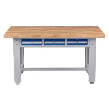 盛悦欣美 重型工作台，榉木台面，平三抽，尺寸：L2100*W750*H800mm，非偏远两台包安装