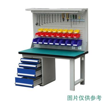 哈德威 四抽抽挂板工作台，1500*750*800+1000 50mm 复合桌面 承载:整体1000KG 不含零件盒挂钩