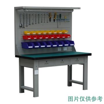 哈德威 三横抽挂板工作台，2100*750*800+1000 50mm 复合桌面 承载:整体1000KG 不含零件盒挂钩