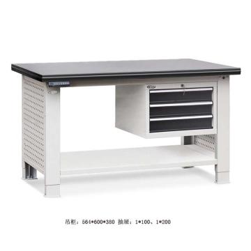位邦 升降工作台，铁板台面，三抽吊柜，台面1800×750mm，高度750~1050mm