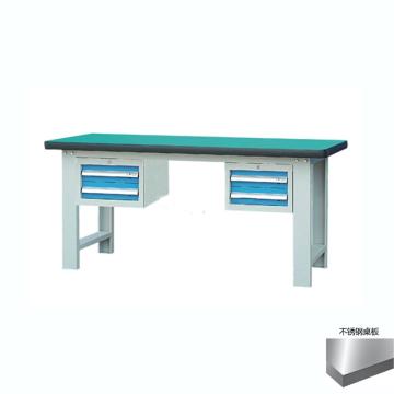 锐德 50mm不锈钢桌面双吊2抽柜重型工作桌，1500W*750D*800H 载重：1000kg，RD1502CB 不含安装费