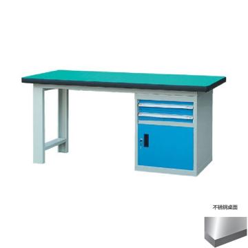 锐德 50mm不锈钢桌面单侧2抽1门柜重型工作桌，1500W*750D*800H 载重:1000kg，RD1503DB 不含安装费