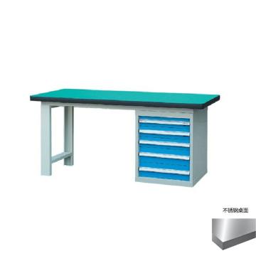 锐德 50mm不锈钢桌面单侧5抽柜重型工作桌，1800W*750D*800H 载重：1000kg，RD1803BB 不含安装费