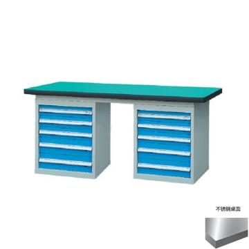锐德 50mm不锈钢桌面双侧5抽柜重型工作桌，2100W*750D*800H 载重：1000kg，RD2104BB 不含安装费