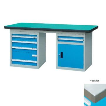 锐德 50mm不锈钢桌面双侧5抽1门柜重型工作桌，1500W*750D*800H 载重:1000kg，RD1505CB 不含安装费