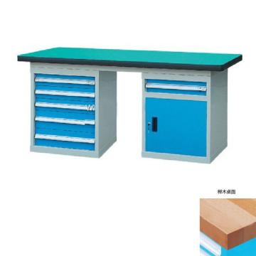 锐德 50mm榉木桌面双侧6抽1门柜重型工作桌，1500W*750D*800H 载重：1000kg，RD1505DJ 不含安装费
