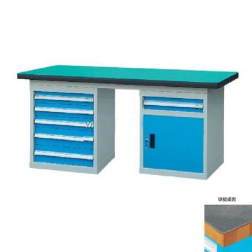 锐德 50mm铁板桌面双侧6抽1门柜重型工作桌，2100W*750D*800H 载重：1000kg，RD2105DE 不含安装费