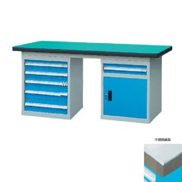 锐德 50mm不锈钢桌面双侧6抽1门柜重型工作桌，1800W*750D*800H 载重:1000kg，RD1805DB 不含安装费