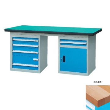 锐德 50mm榉木桌面双侧5抽1门柜重型工作桌，2100W*750D*800H 载重：1000kg，RD2105CJ 不含安装费