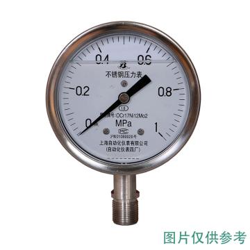 上自仪 不锈钢耐震压力表，Y-150AZ/0-1.6MPa/M20×1.5/1.6级/表壳304+接液铜/径向不带边
