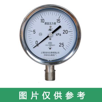 上自仪 不锈钢膜盒压力表，YE-100BF/-8-8kPa/G1/2/2.5级/304/径向不带边