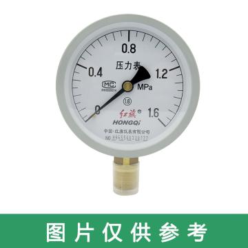红旗 压力表，Y-60 碳钢＋铜 径向不带边 M14×1.5 0~0.4MPa