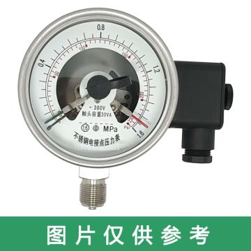 上仪 耐震电接点压力表YNXC-100BFZ，全不锈钢材质，径向不带边，Φ100，0~60MPa，M20*1.5，硅油