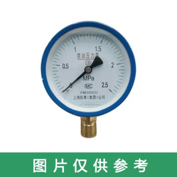 上仪 禁油压力表，YO-100 -0.1-0.15MPa M20*1.5 径向不带边 碳钢+铜