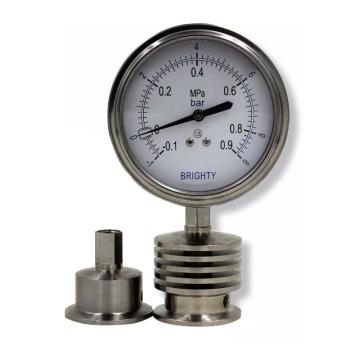 布莱迪 卫生型隔膜压力表，PYTHN-063.AO.513.M550.F06.R1(-0.1~0.9MPa)，径向