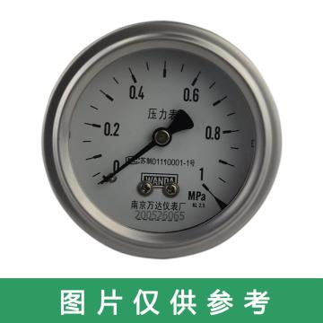 万达/WANDA 压力表YJF-F，不锈钢+不锈钢，轴向不带边Φ60，精度2.5级，0~1.6MPa，NPT1/4