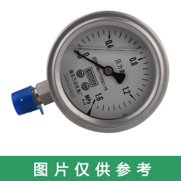 万达/WANDA 耐震压力表YJTFN，全不锈钢，径向不带边Φ150，精度1.6级，-0.1~0.15MPa，G1/2，充硅油