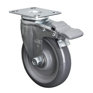 易得力(EDL) 万向刹车聚氨酯(PU)脚轮，脚轮轻型4寸80kg，36124H-364-76