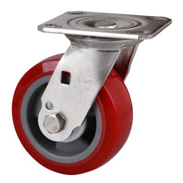 易得力(EDL) 平顶万向高强度聚氨酯(TPU)脚轮，脚轮不锈钢重型5寸380kg，S71715-S715-85