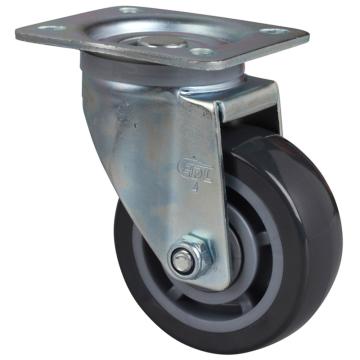 易得力(EDL) 平顶万向聚氨酯(PU)脚轮，脚轮中型4寸200kg，64114-644-76