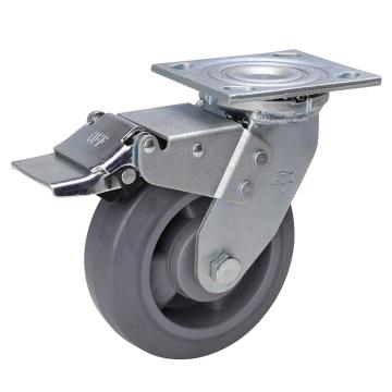 易得力(EDL) 平顶刹车超级人造胶TPE脚轮，脚轮重型6寸350kg，73126L-736-56
