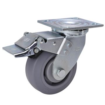 易得力(EDL) 平顶刹车超级人造胶TPE脚轮，脚轮重型5寸300kg，73125L-735-56