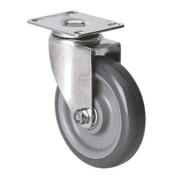 易得力(EDL) 平顶万向聚氨酯(PU)脚轮，脚轮不锈钢轴承4寸90kg，S34714-S344-76