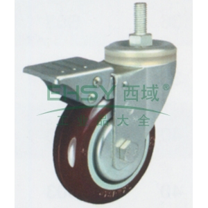 申牌 3寸尼龙中型脚轮，丝杆刹车M12 载重(kg):105 轮宽(mm):30 全高(mm):111，20A05-1018