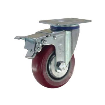 申牌 3.5寸聚氨酯中型脚轮 平底刹车 载重(kg):115 轮宽(mm):32 全高(mm):120，20A4B-1015